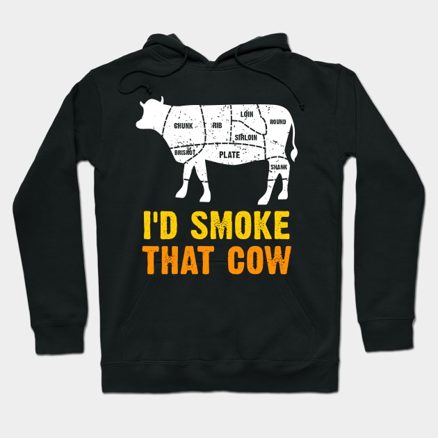 BBQ Smoke Cow Hoodie by JeZeDe